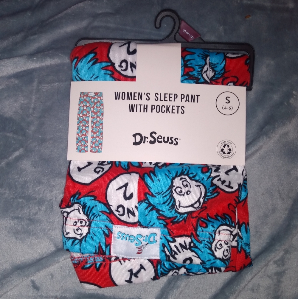New Dr Suess Womens Sleep Pants With Pockets Thing 1 Thing 2 Size Small